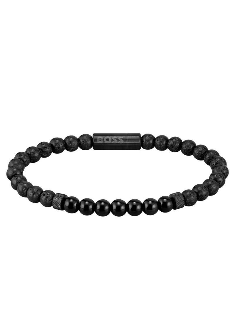 BOSS Armband »Schmuck Edelstahl Armschmuck Beadarmband MIXED BEADS«, mit Onyx und Lavastein von Boss