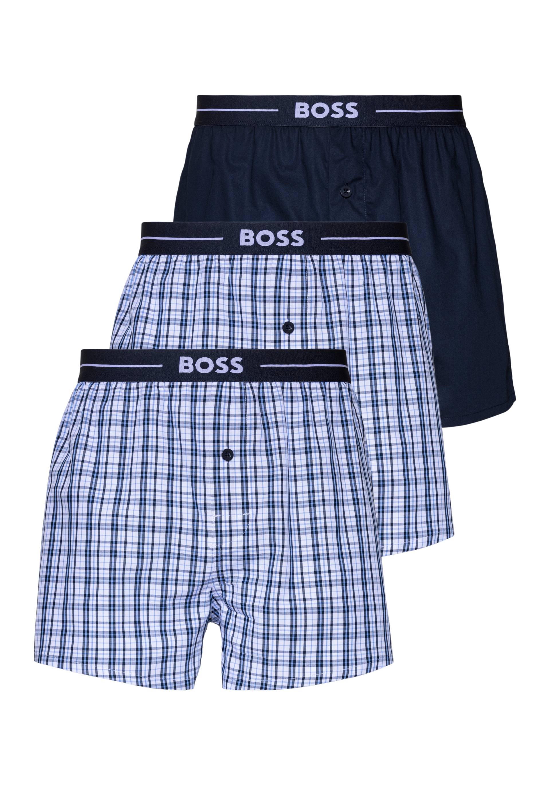 BOSS Boxershorts »3P Woven Boxer 10255001 01«, (Packung, 3 St., 3er), mit BOSS Schriftzug auf dem Bund von Boss