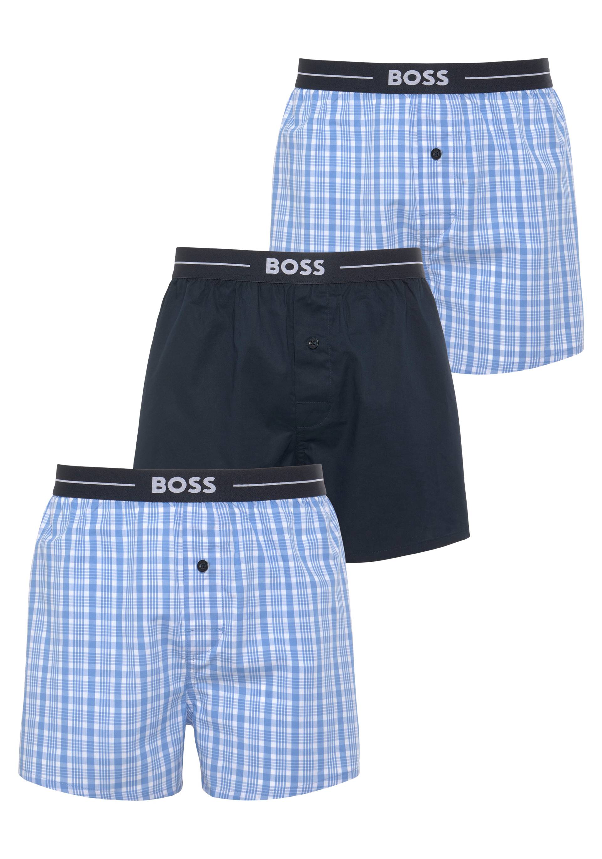 BOSS Boxershorts »3P Woven Boxer 10255001 01«, (Packung, 3 St., 3er), mit BOSS Schriftzug auf dem Bund von Boss