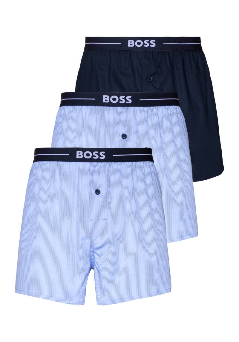 BOSS Boxershorts »3P Woven Boxer 10255001 01«, (Packung, 3 St., 3er), mit BOSS Schriftzug auf dem Bund von Boss