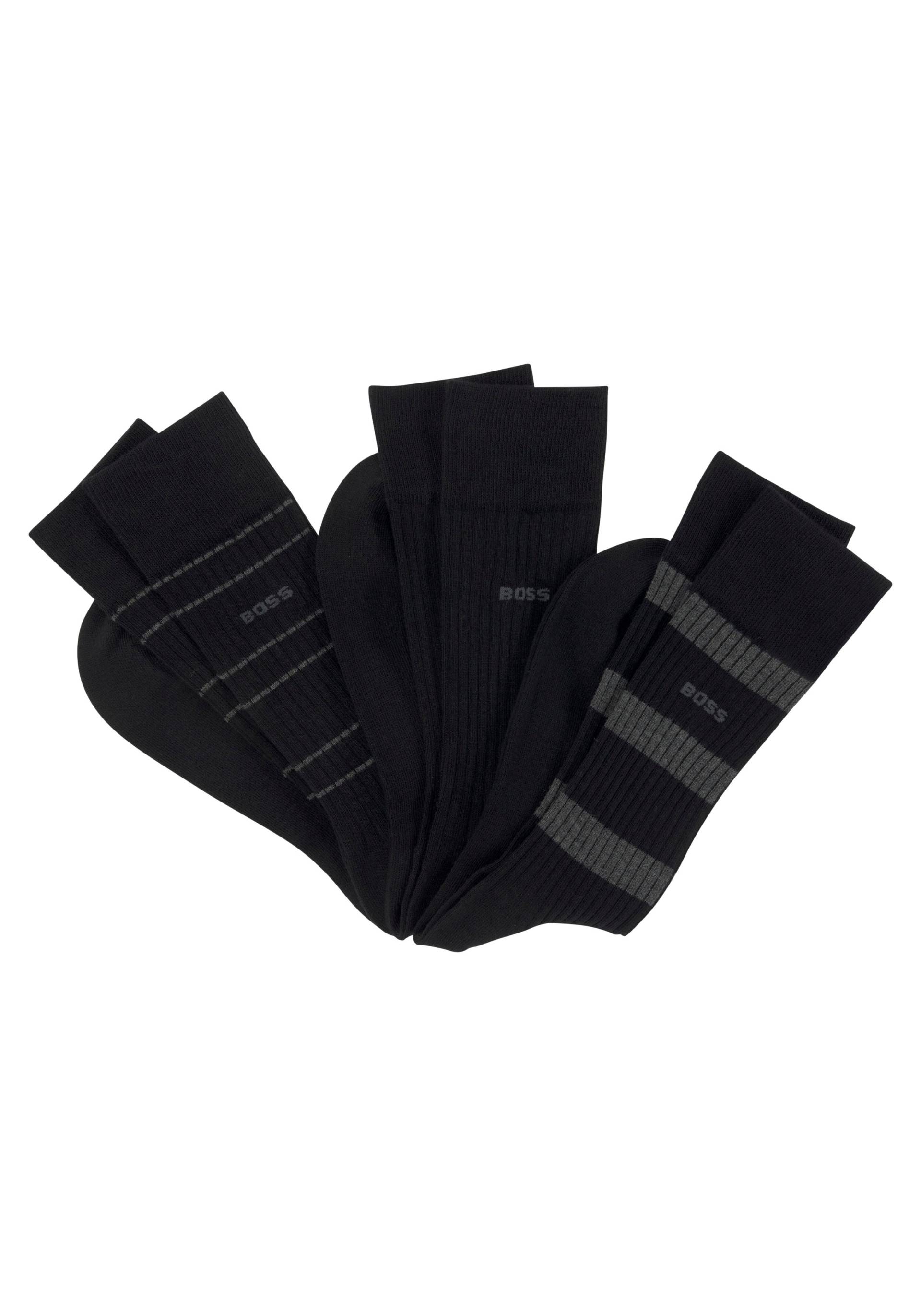 BOSS Businesssocken »3P RS Fine Rib CC«, (Packung, 3 Paar, 3er), mit BOSS Stickerei von Boss