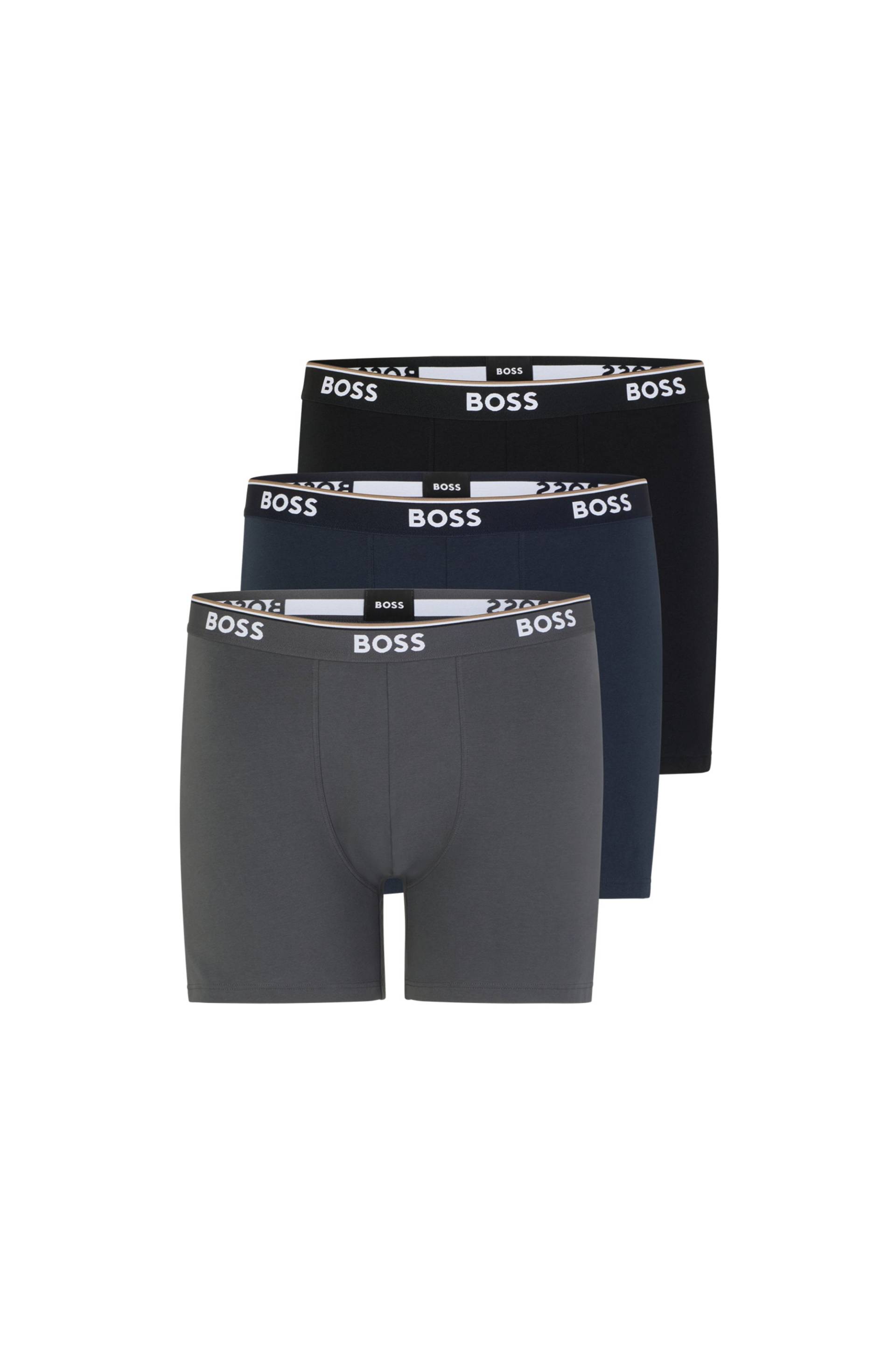 BOSS Langer Boxer, (Packung, 3er-Pack), mit Logo-Bund von Boss