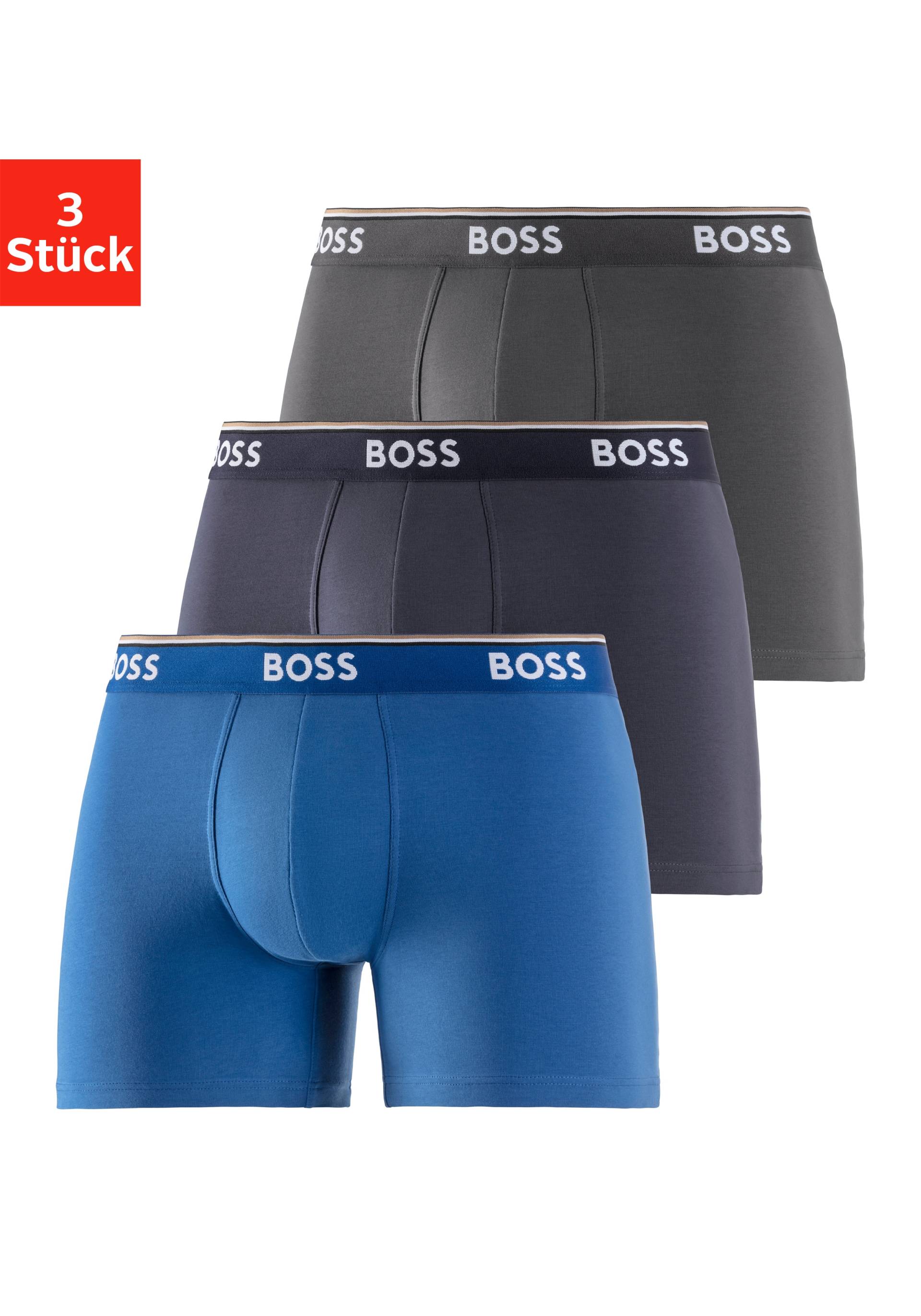 BOSS Langer Boxer »Boxer Brief 3P«, (Packung, 3er-Pack), mit farblich passendem Webbund von Boss