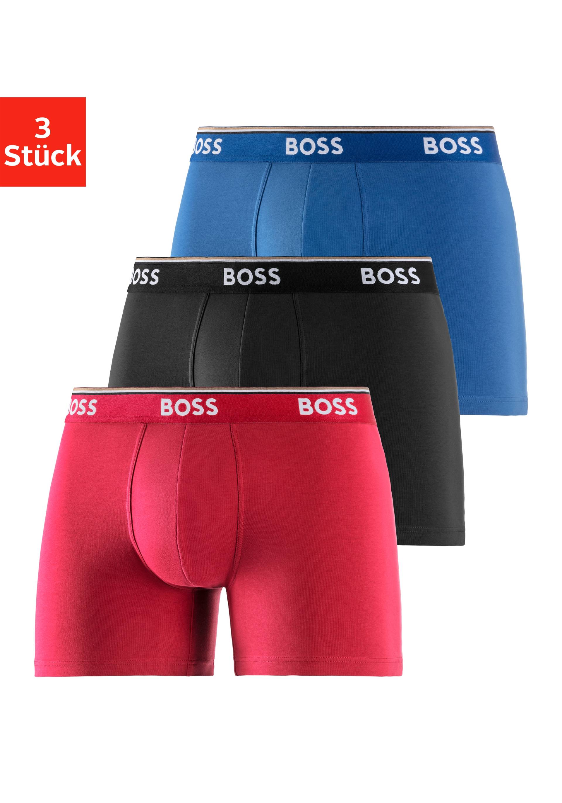 BOSS Langer Boxer »Boxer Brief 3P«, (Packung, 3er-Pack), mit farblich passendem Webbund von Boss