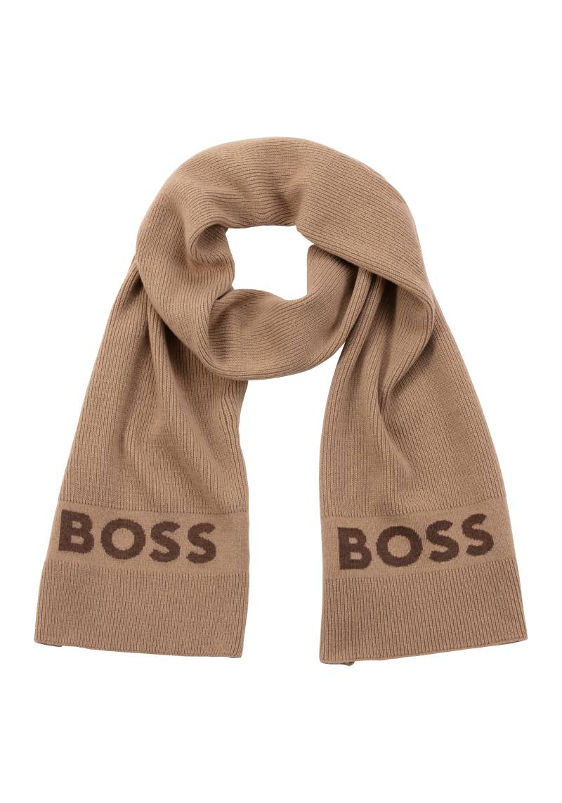 BOSS Strickschal »Elio_Scarf«, aus Rippenstrick, Jaquard-Logo von Boss