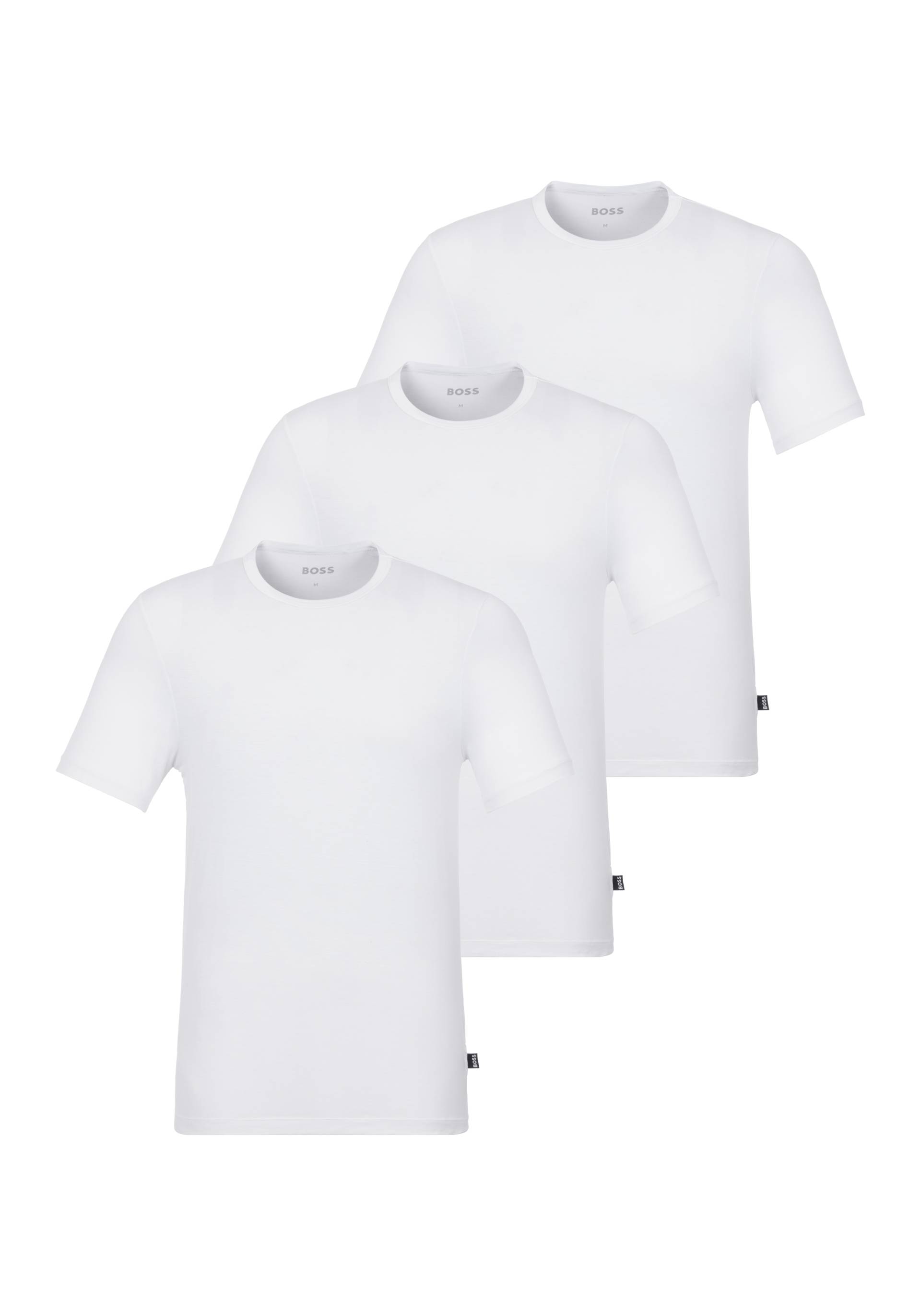 BOSS T-Shirt »TShirt RN 3P Natura«, (3 tlg.), einfarbiges T-Shirt mit Markenlabel von Boss