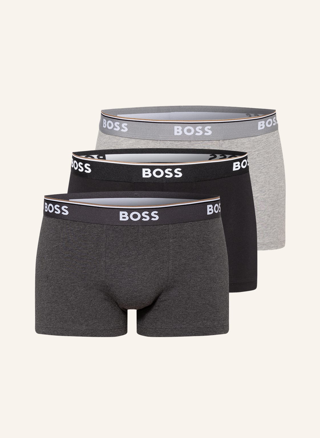 Boss 3er-Pack Boxershorts Power grau von Boss