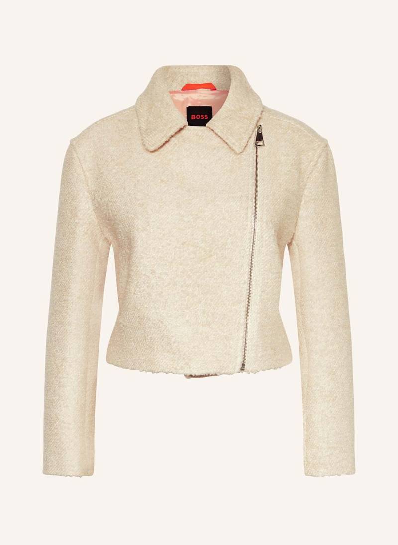 Boss Cropped-Jacke Jabi Aus Bouclé weiss von Boss