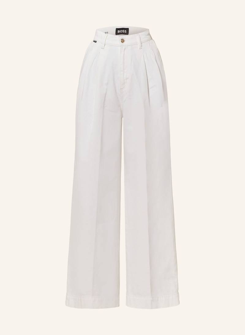 Boss Jeans Central-Pleat Palazo weiss von Boss