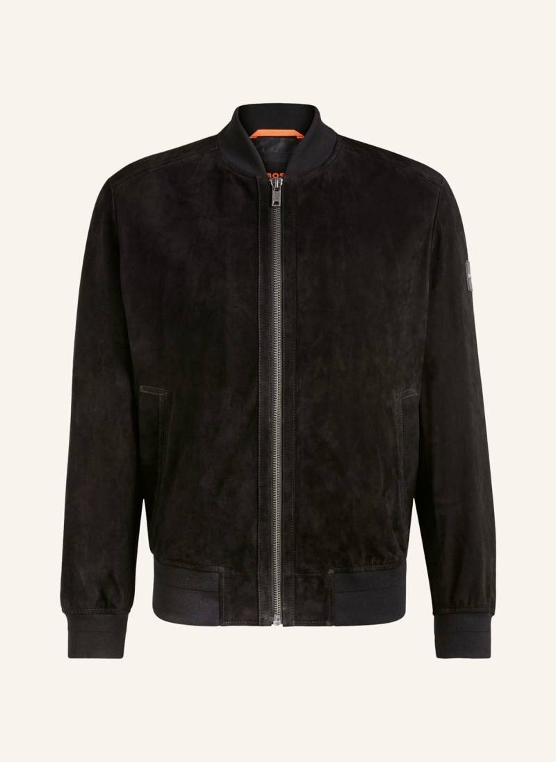 Boss Lederblouson Joflag schwarz von Boss