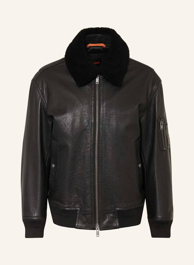 Boss Lederblouson Jobark schwarz von Boss