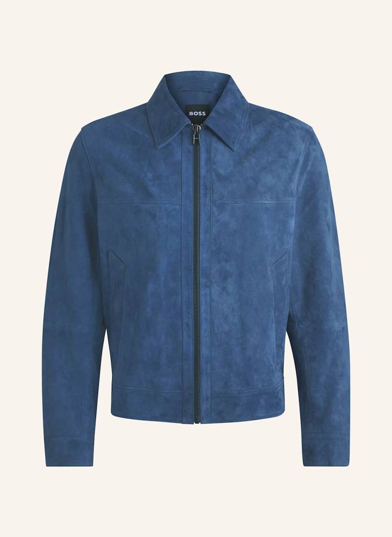 Boss Lederjacke Malbano blau von Boss