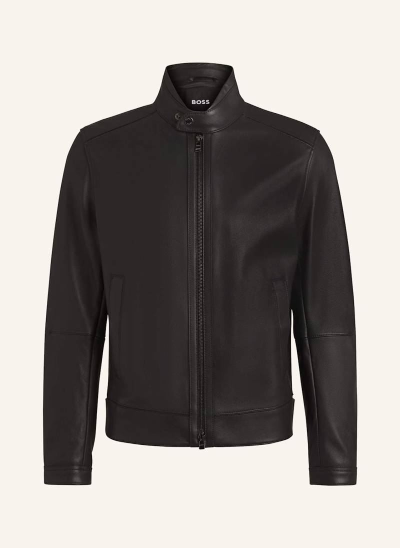 Boss Lederjacke Mansell schwarz von Boss