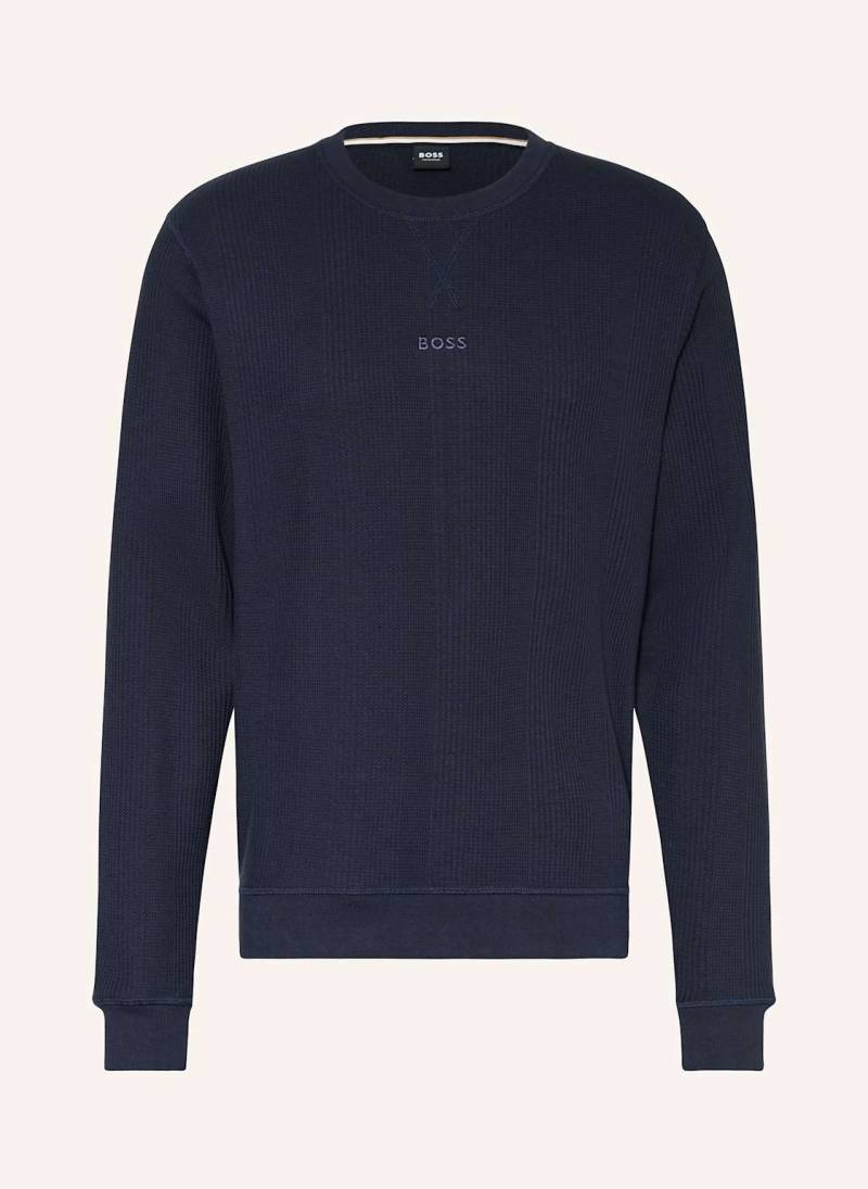 Boss Lounge-Sweatshirt Structure blau von Boss