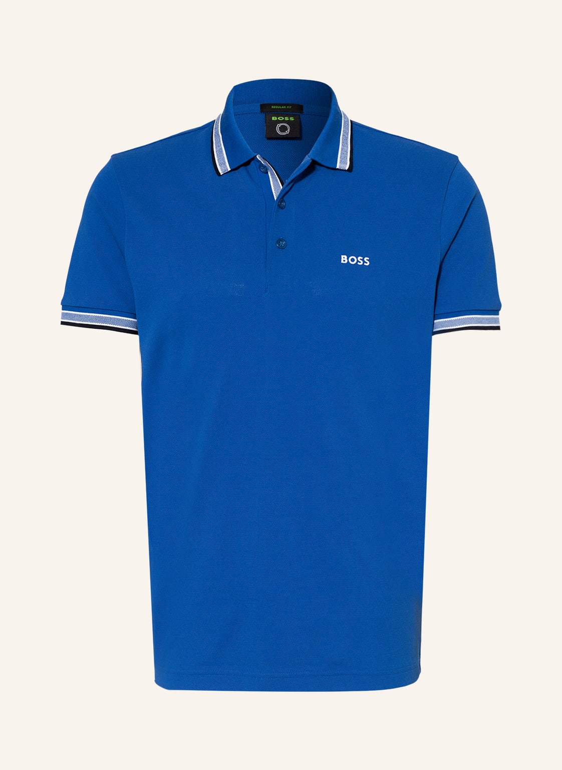 Boss Piqué-Poloshirt Paddy Curved Regular Fit blau von Boss