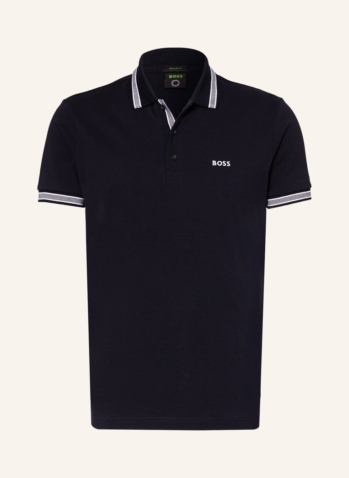 Boss Piqué-Poloshirt Paddy Curved Regular Fit blau von Boss