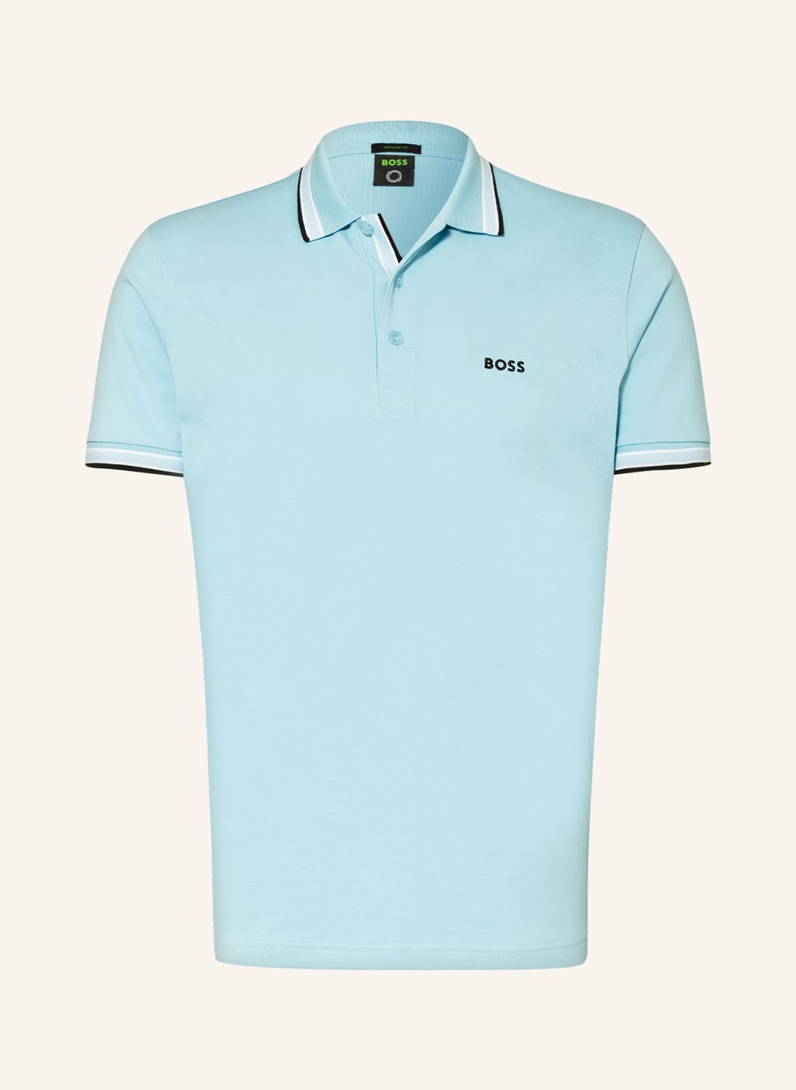 Boss Piqué-Poloshirt Paddy Curved Regular Fit blau von Boss