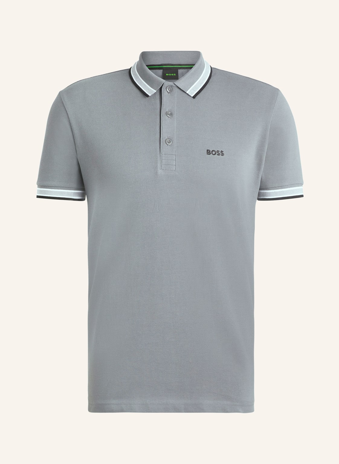 Boss Piqué-Poloshirt Paddy Curved Regular Fit grau von Boss