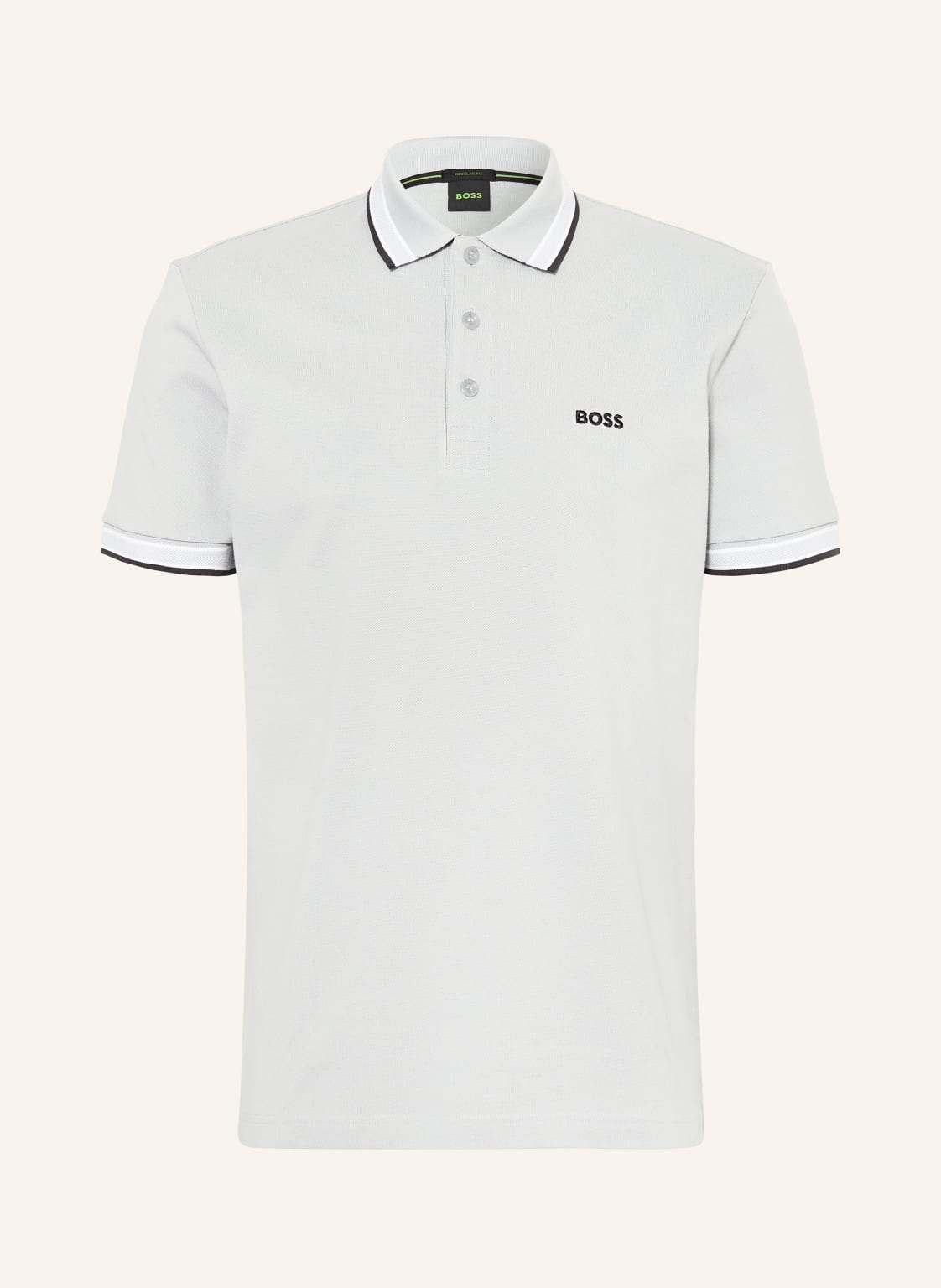 Boss Piqué-Poloshirt Paddy Curved Regular Fit grau von Boss