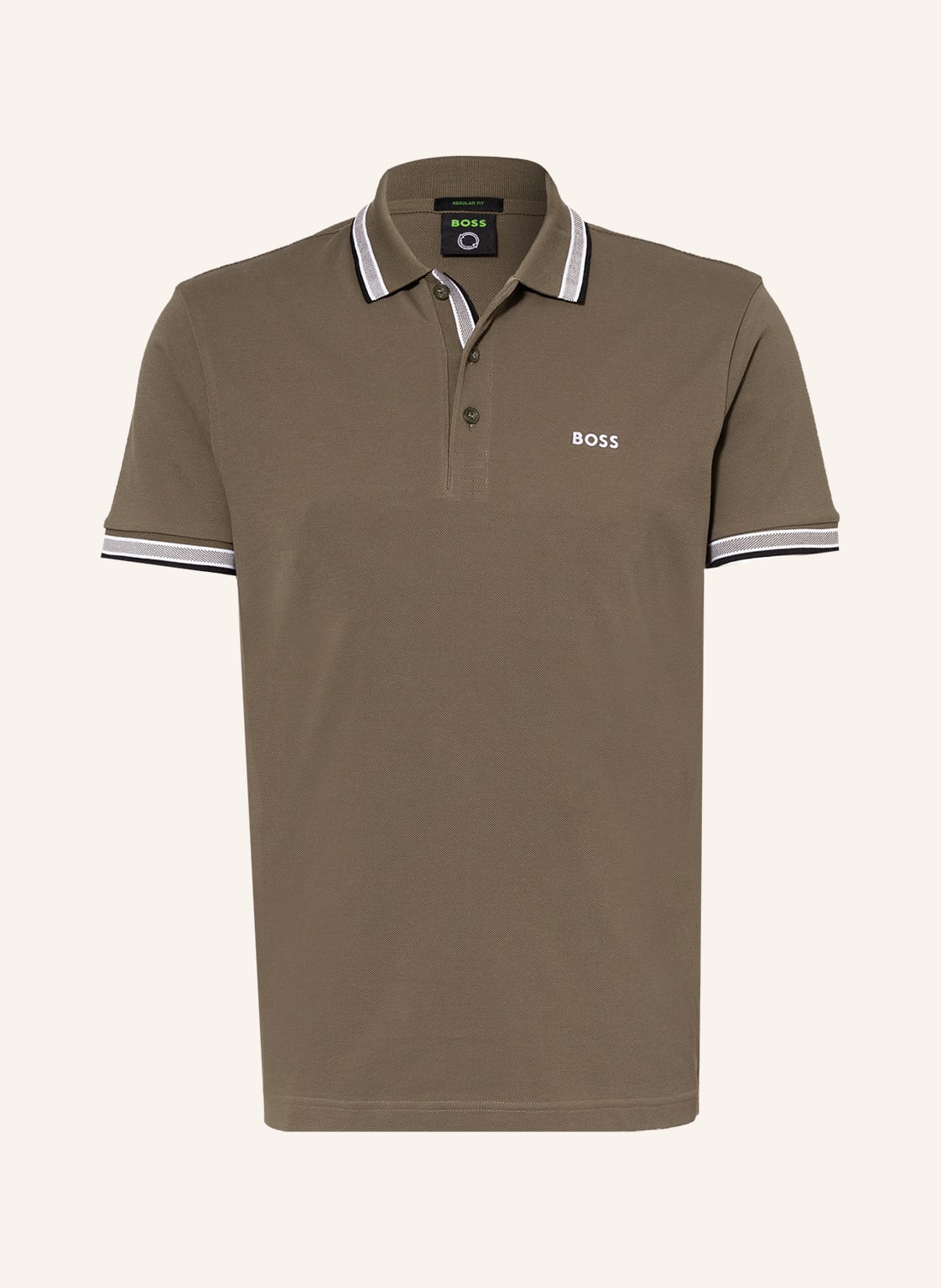 Boss Piqué-Poloshirt Paddy Curved Regular Fit gruen von Boss