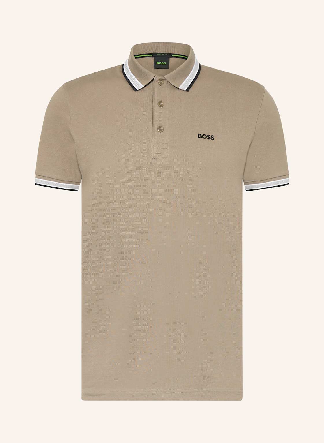 Boss Piqué-Poloshirt Paddy Curved Regular Fit gruen von Boss