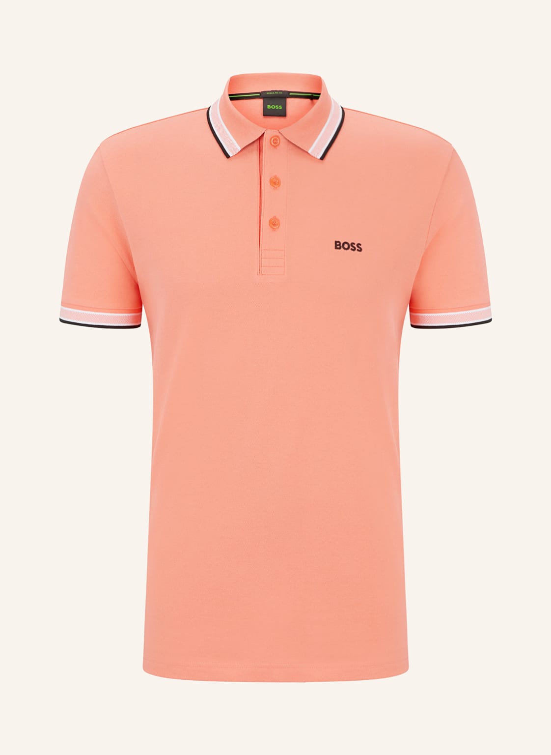 Boss Piqué-Poloshirt Paddy Curved Regular Fit orange von Boss