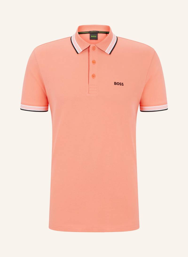 Boss Piqué-Poloshirt Paddy Curved Regular Fit orange von Boss