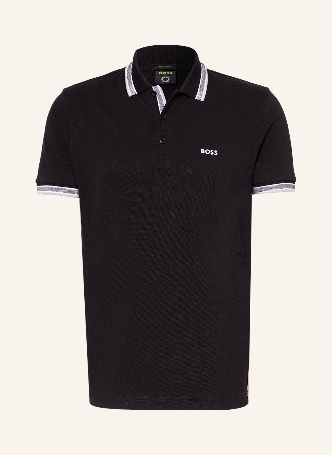 Boss Piqué-Poloshirt Paddy Curved Regular Fit schwarz von Boss