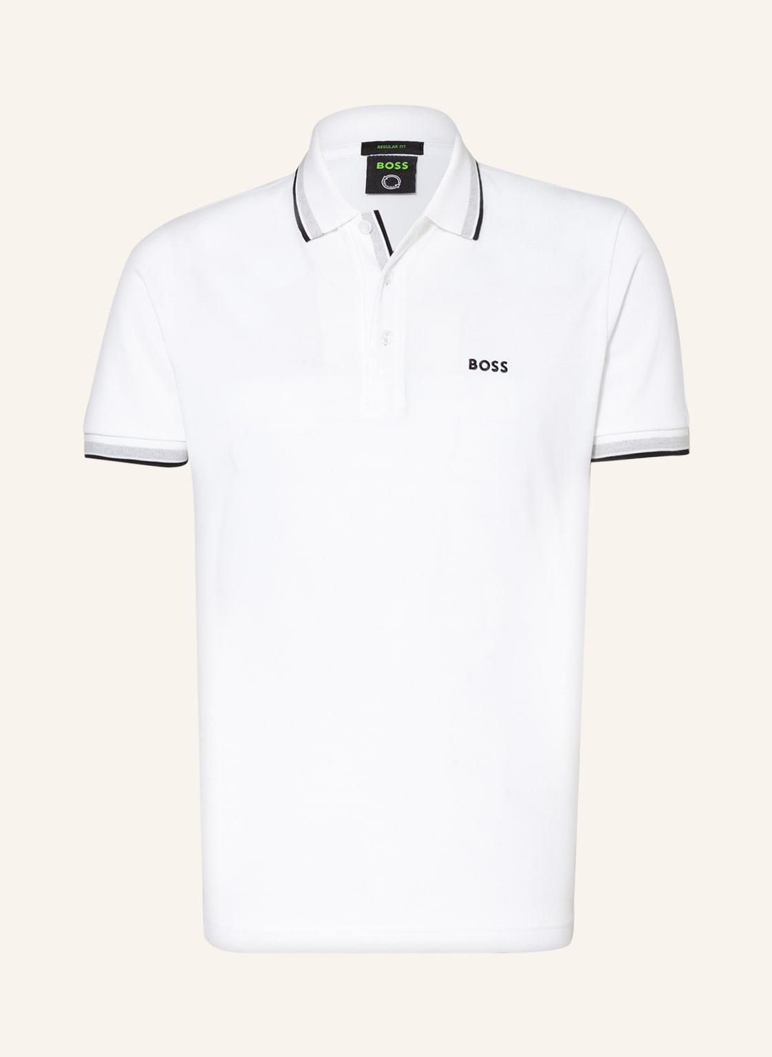 Boss Piqué-Poloshirt Paddy Curved Regular Fit weiss von Boss