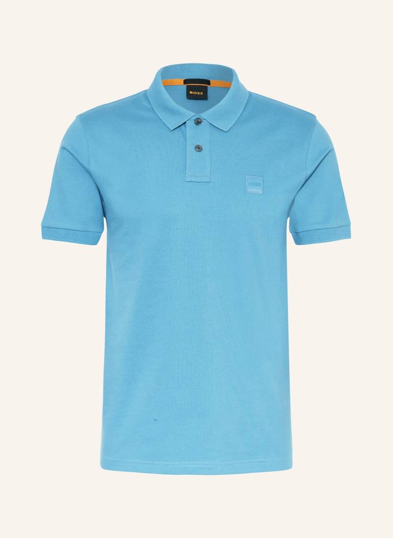 Boss Piqué-Poloshirt Passenger Slim Fit blau von Boss