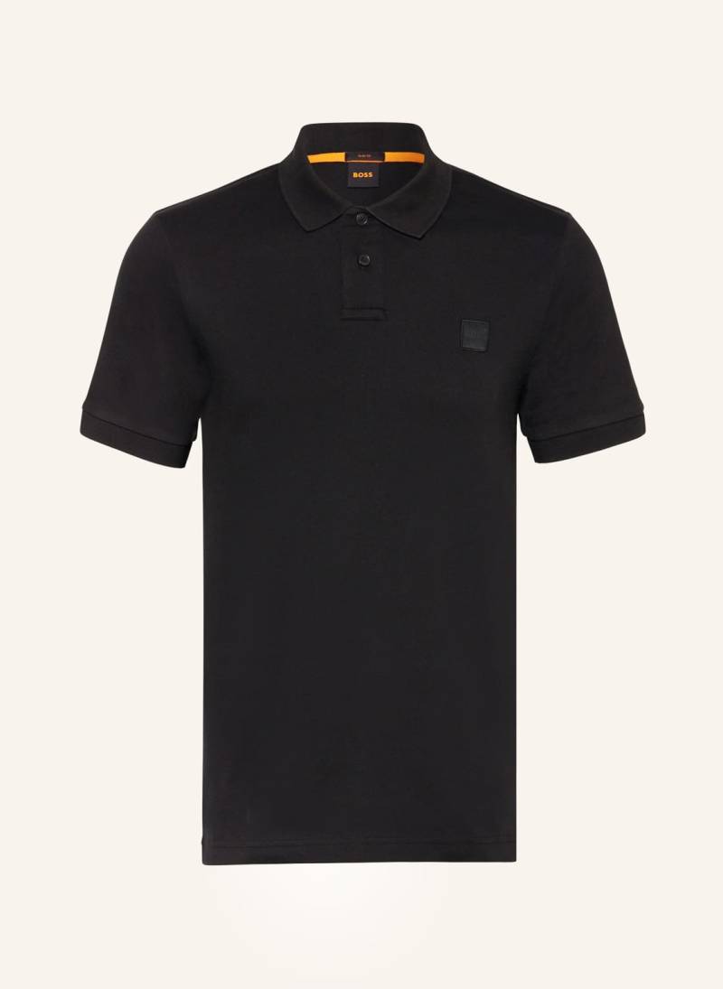 Boss Piqué-Poloshirt Passenger Slim Fit schwarz von Boss