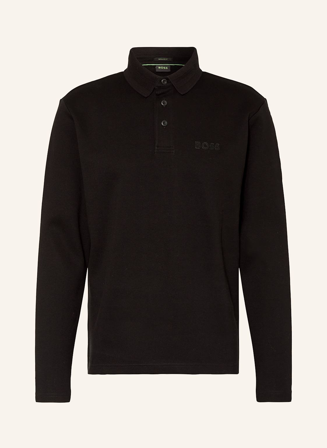 Boss Piqué-Poloshirt Plisy Mirror schwarz von Boss