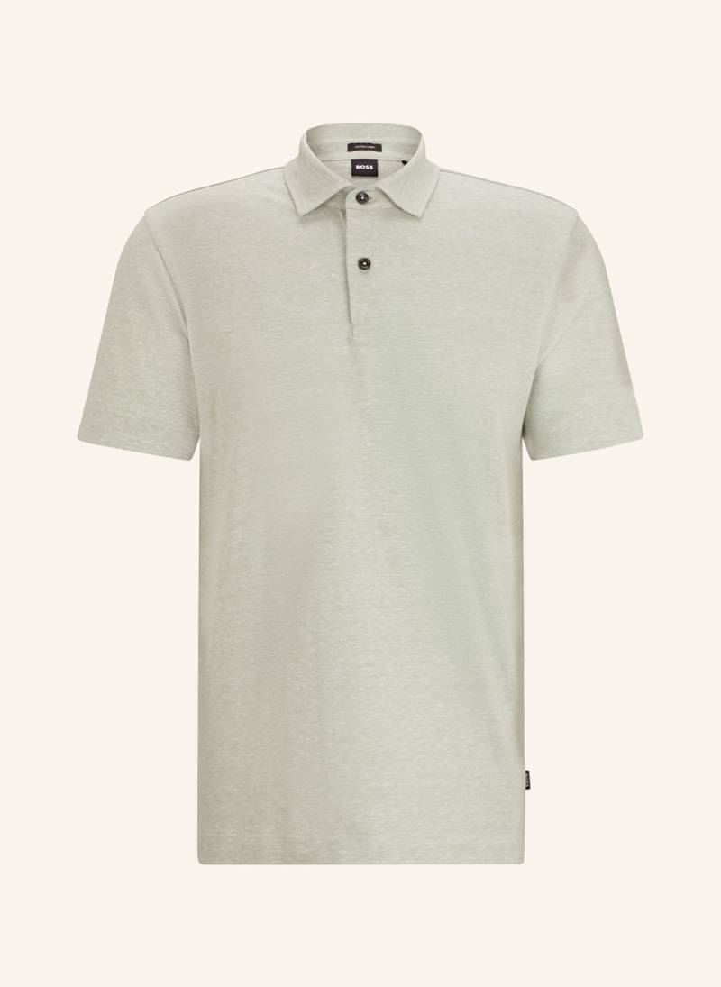 Boss Piqué-Poloshirt Press Regular Fit Mit Leinen gruen von Boss