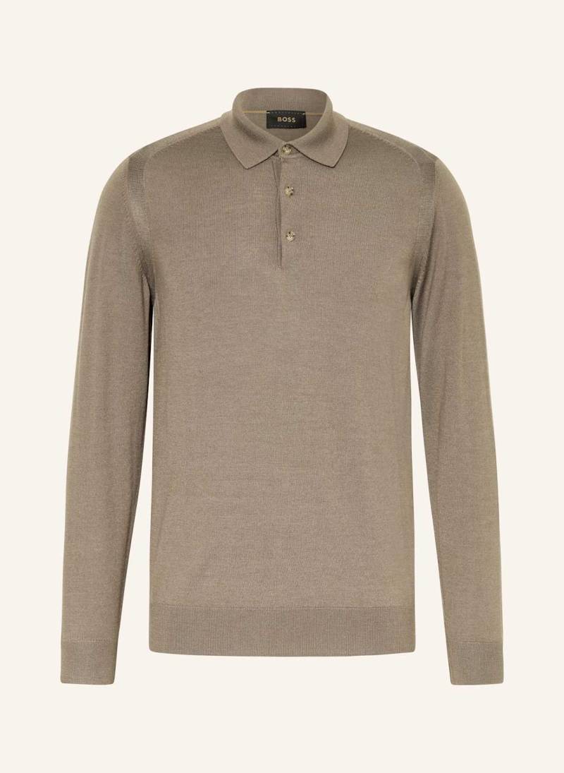 Boss Strick-Poloshirt L-Ovio Mit Seide beige von Boss