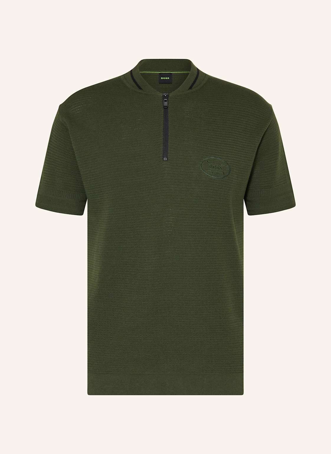 Boss Strick-Poloshirt Mesh Heritage schwarz Boss Strick-Poloshirt Mesh Heritage schwarz von Boss