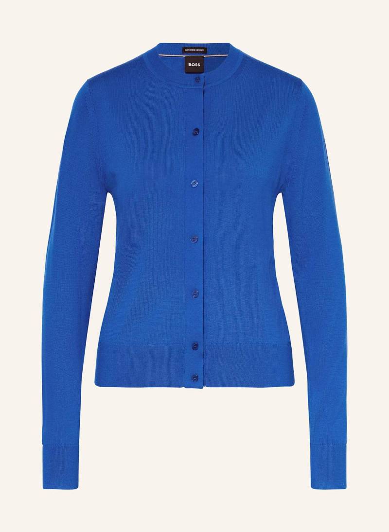 Boss Strickjacke Fadenasi blau von Boss