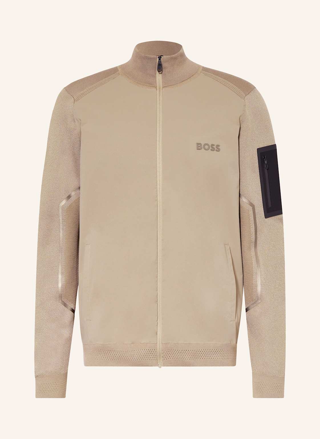 Boss Strickjacke Zhino Im Materialmix braun von Boss