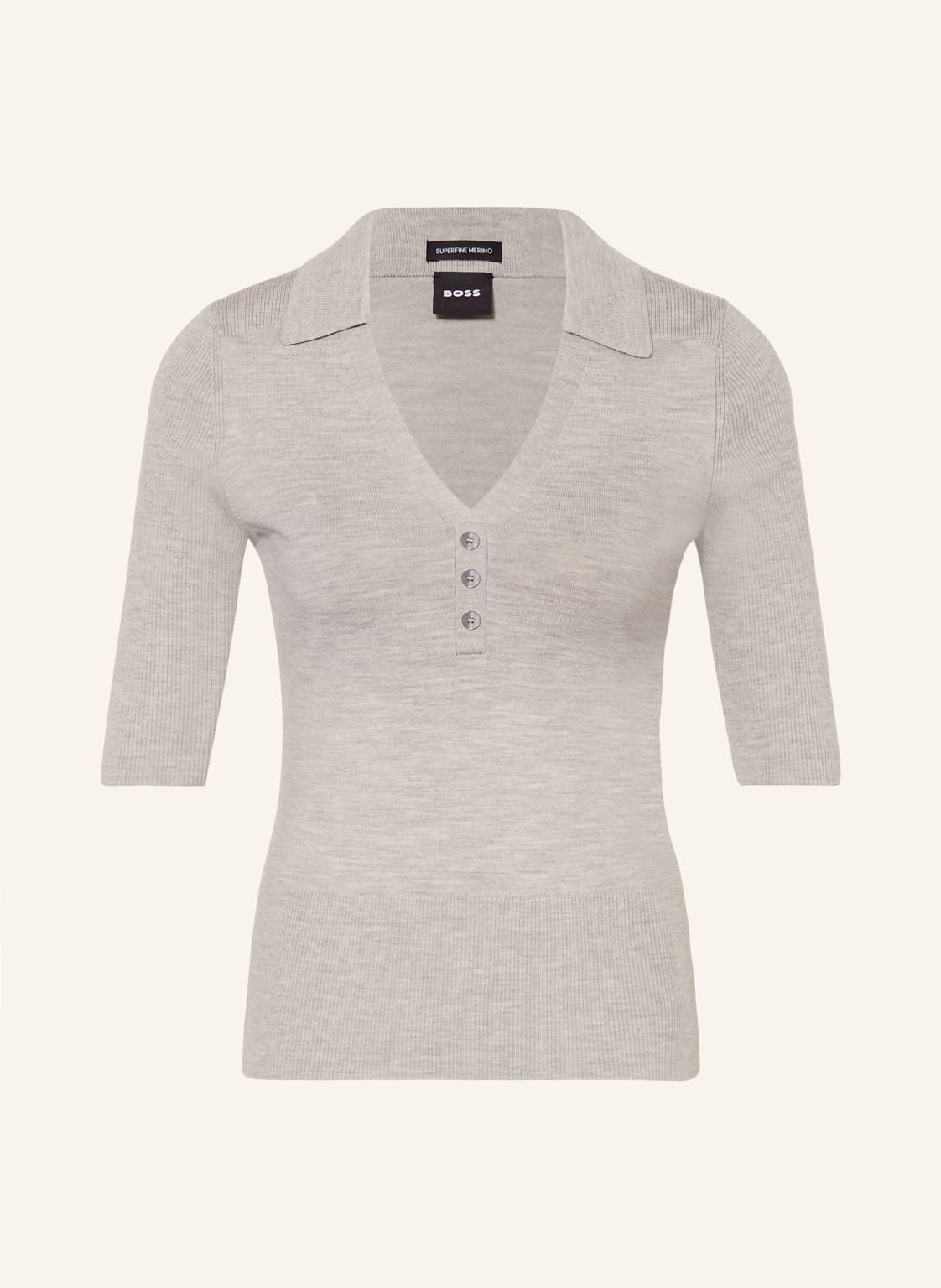 Boss Strickshirt Fatirame Mit Merinowolle grau von Boss