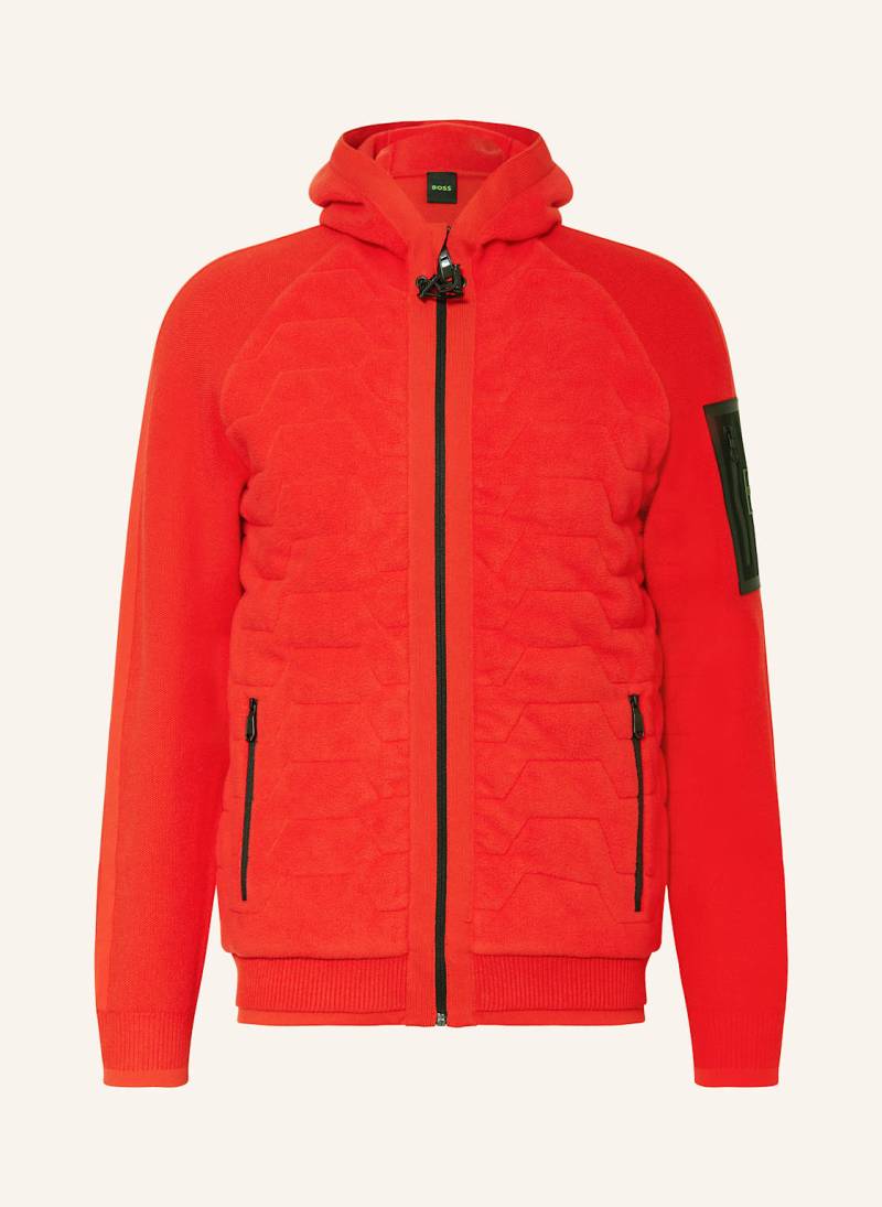 Boss Sweatjacke Martic In Materialmix rot von Boss