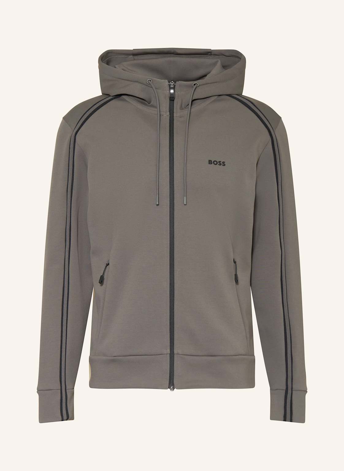 Boss Sweatjacke Saggy Mit Galonstreifen grau von Boss