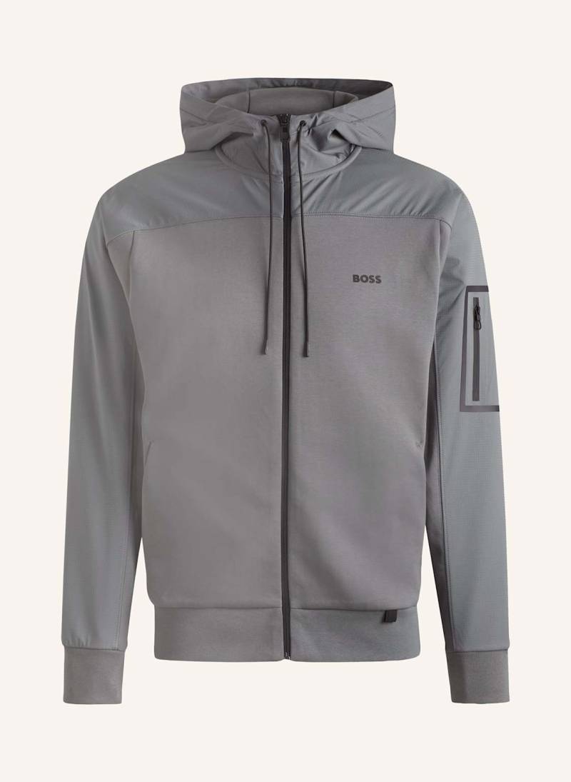 Boss Sweatjacke Sariq Im Materialmix grau von Boss