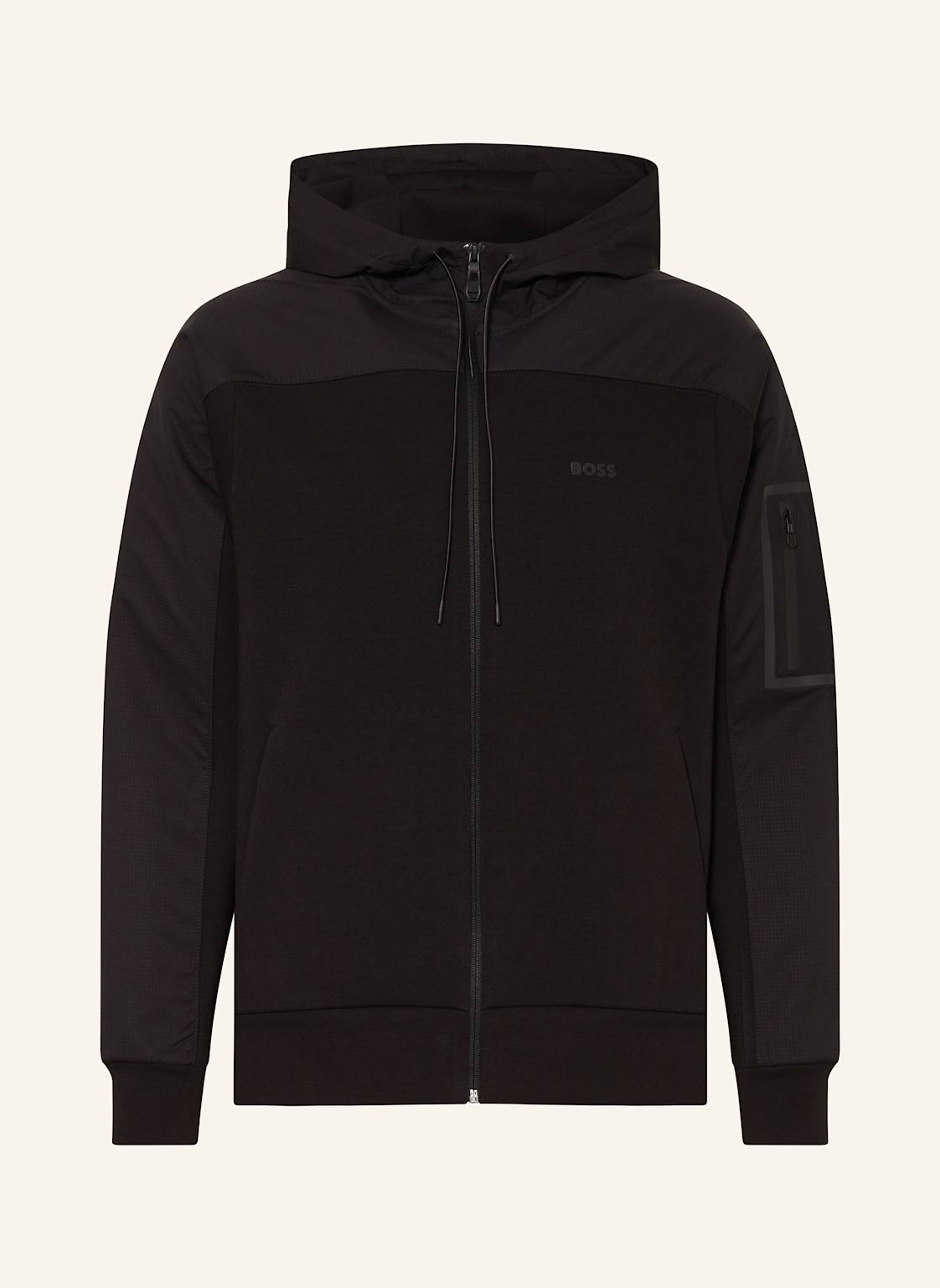 Boss Sweatjacke Sariq Im Materialmix schwarz von Boss