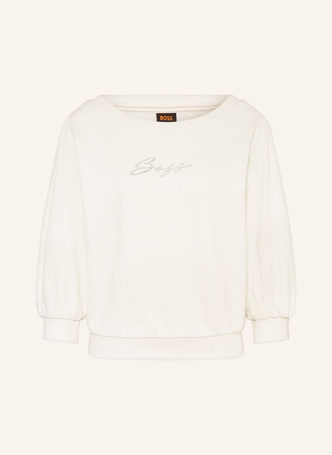 Boss Sweatshirt Emay Mit 3/4-Arm Und Schmucksteinen weiss von Boss