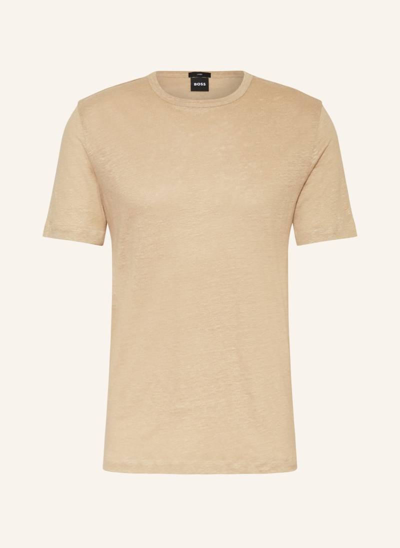 Boss T-Shirt Tiburt Aus Leinen beige von Boss