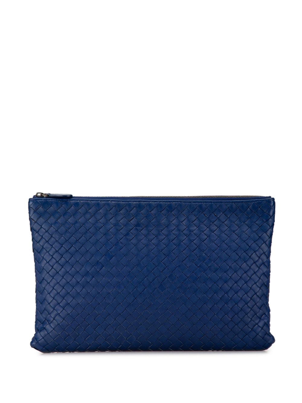 Bottega Veneta Pre-Owned 2012-2023 Large Nappa Intrecciato Flat Zip Biletto Pouch clutch bag - Blue von Bottega Veneta Pre-Owned