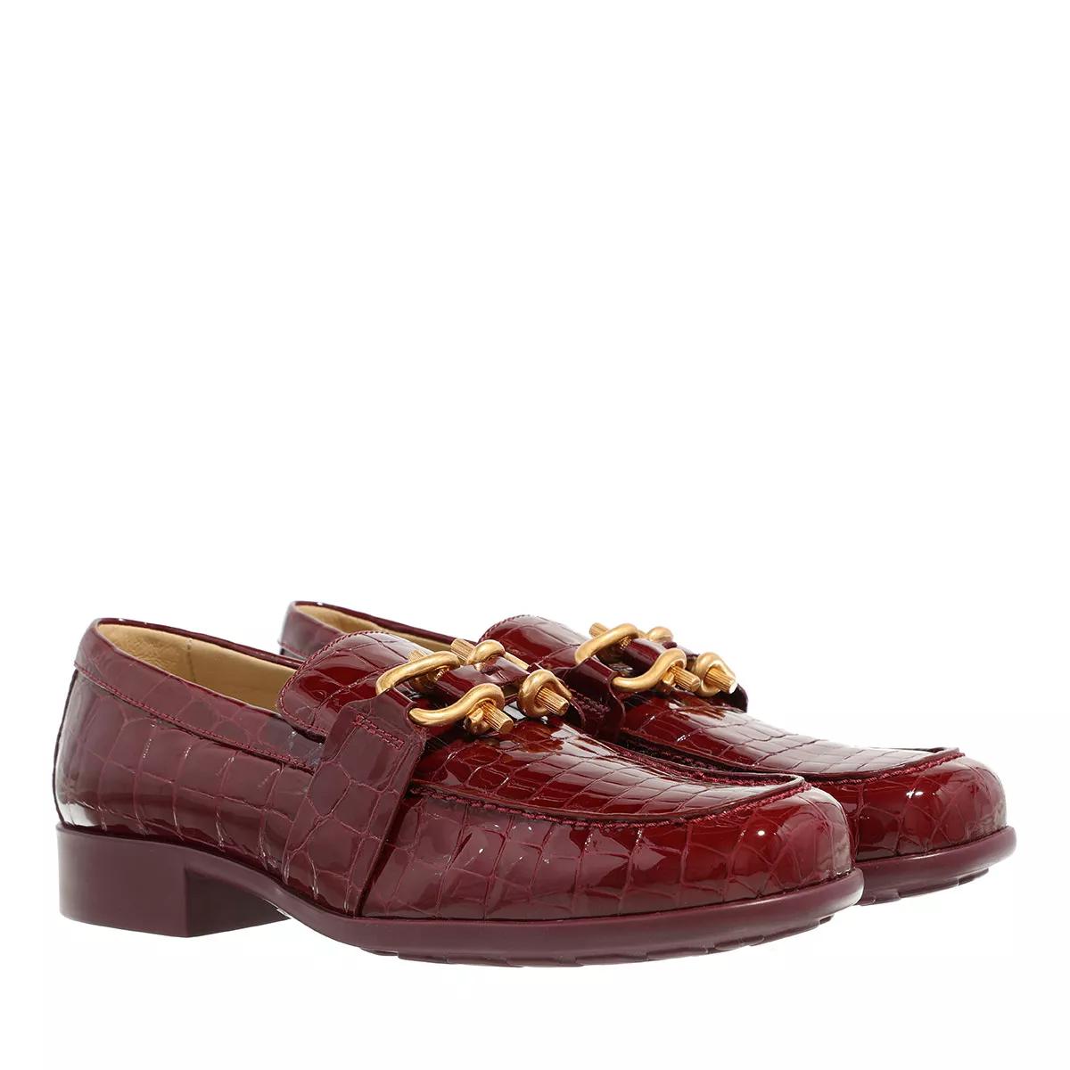 Bottega Veneta Loafer - Loafers In Shiny Crocodile Embossed Leather - Gr. 38,5 (EU) - in Rot - für Damen von Bottega Veneta