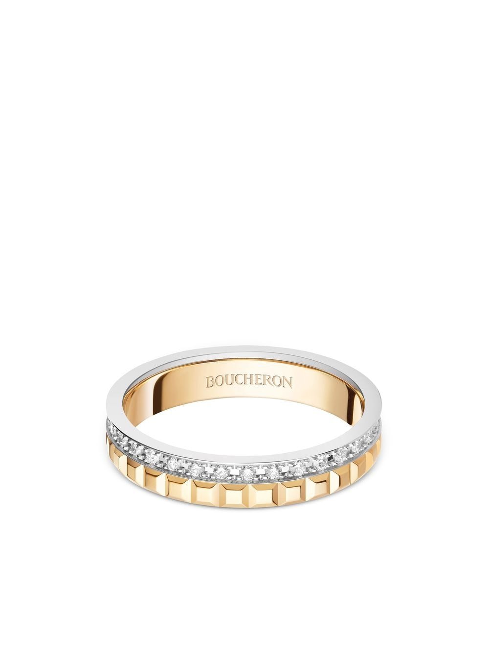 Boucheron 18kt yellow and white gold Quatre Radiant Edition Clou de Paris diamond wedding band von Boucheron