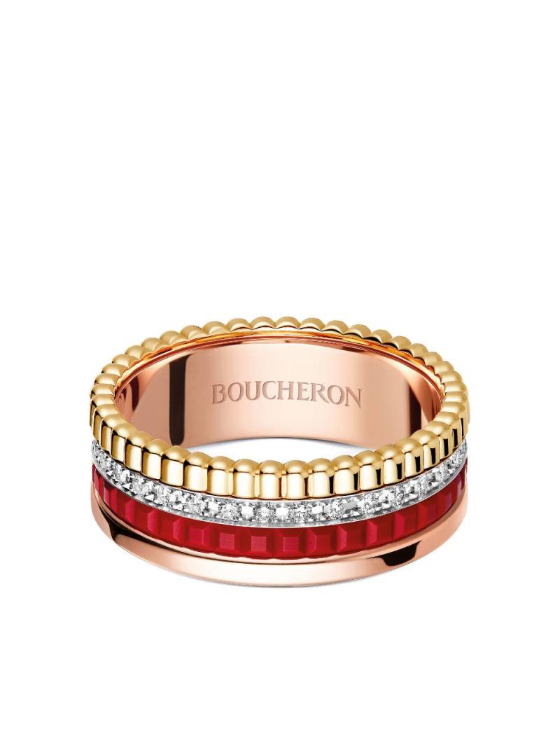 Boucheron 18kt yellow, white and rose gold Quatre Red diamond band ring von Boucheron