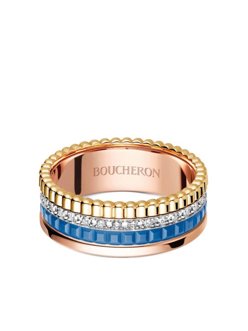 Boucheron 18kt yellow and rose gold Quatre Blue Edition diamond small ring von Boucheron