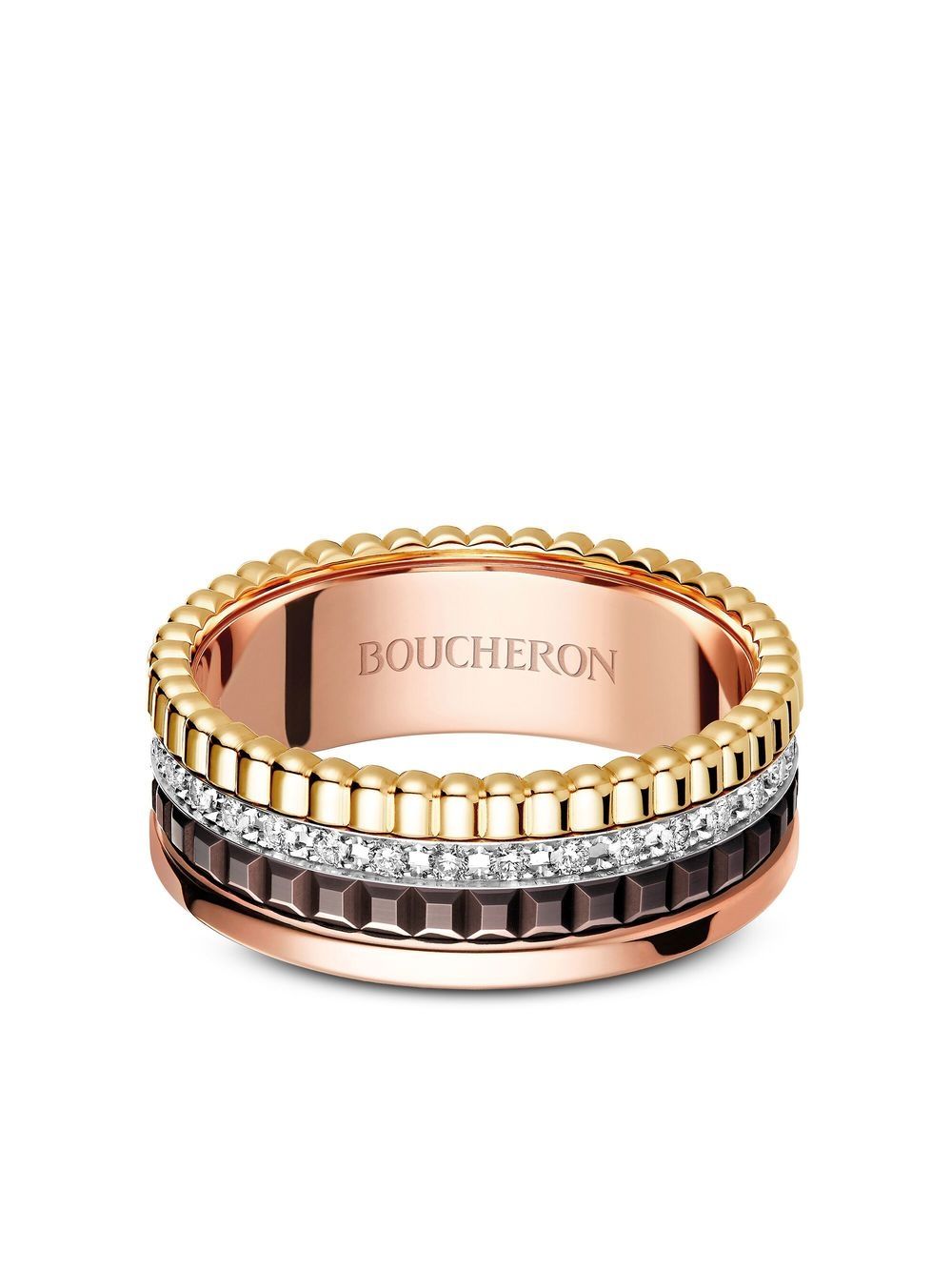 Boucheron 18kt yellow, rose, and white gold Diamond Quatre Classique small ring - Pink von Boucheron